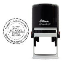 The round impression measures up to 2 inches in diameter with the Virginia Round Notary Seal