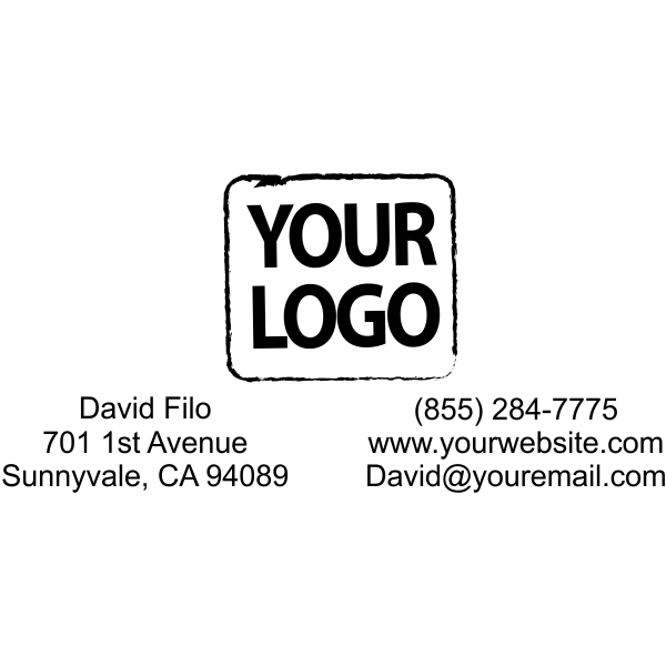 Contact Information Rectangular Logo Stamp